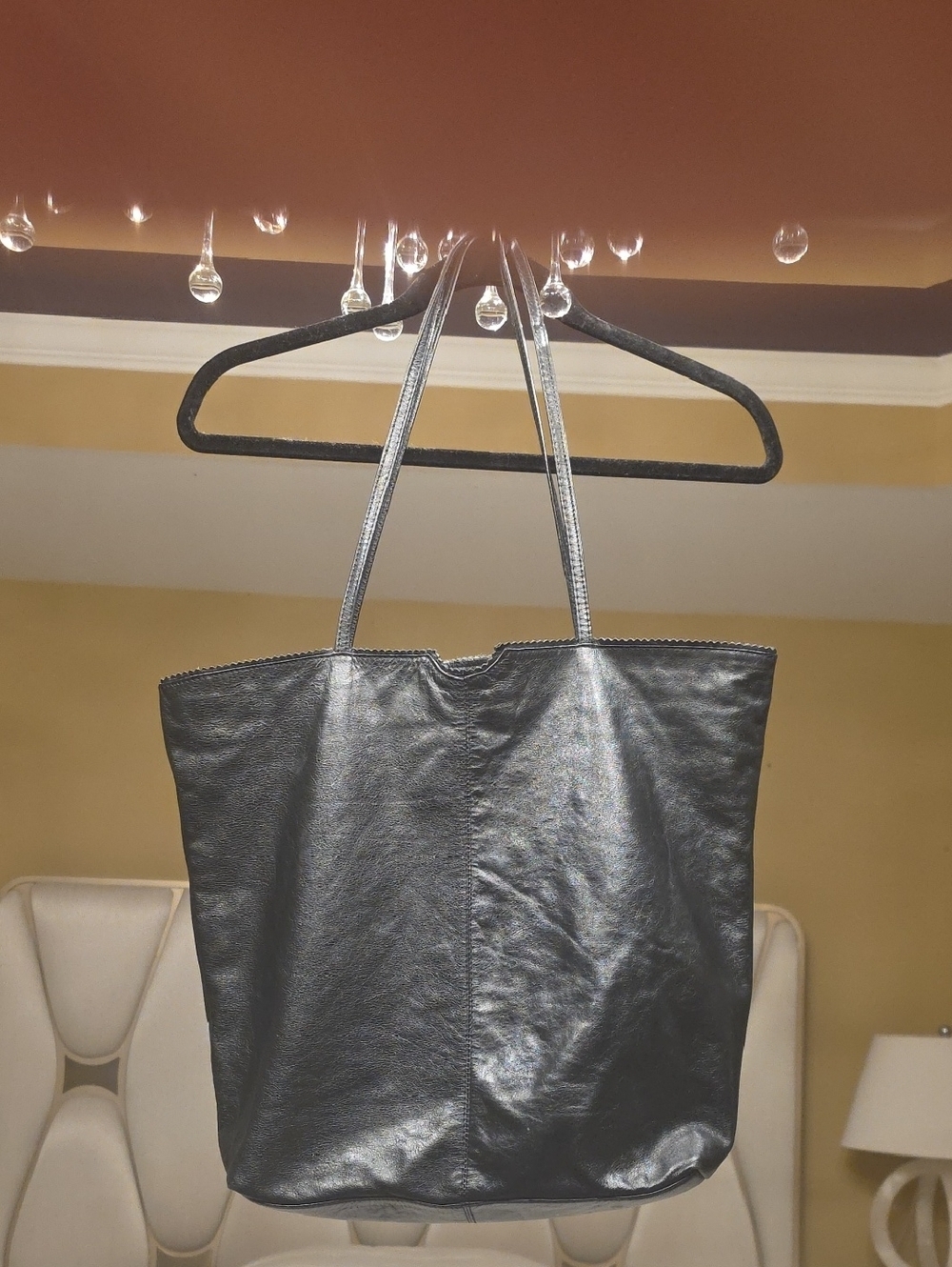 latico Black Leather Tote Bag 17.5 Inches Wide x 15 Long.